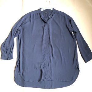 Cos Mandarine-collar Button down blue Blouse L